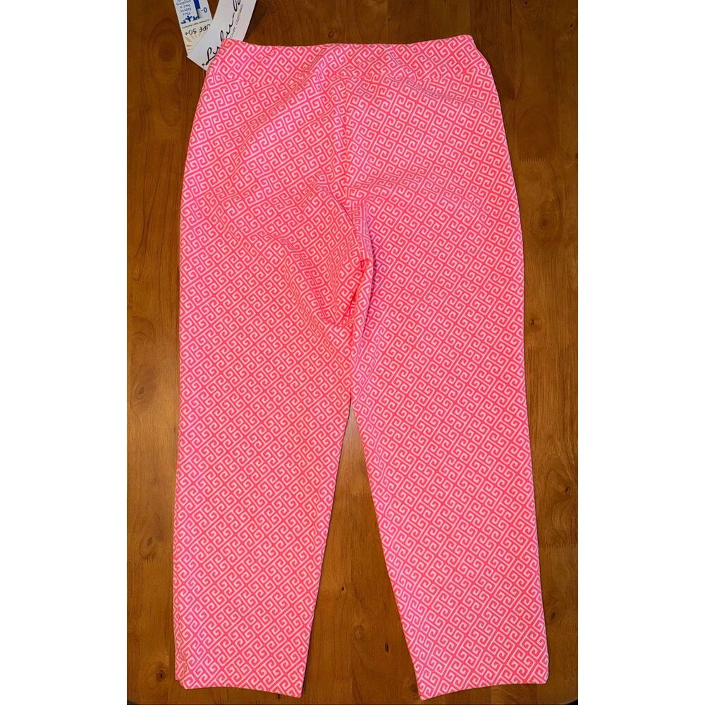 NEW Lulu-B Pull On Flat Front Capri Pants Size 6  Pink Geometric - Picture 5 of 5